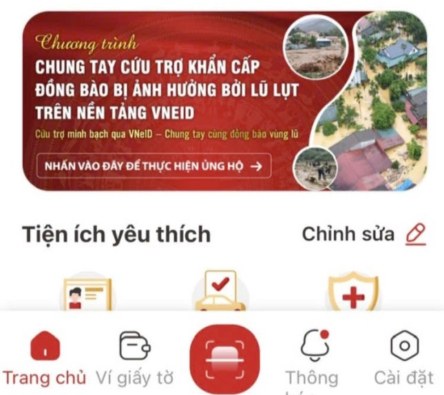 Chung tay cứu trợ khẩn cấp đồng bào bị ảnh hưởng bởi lũ lụt trên nền tảng VNeID
